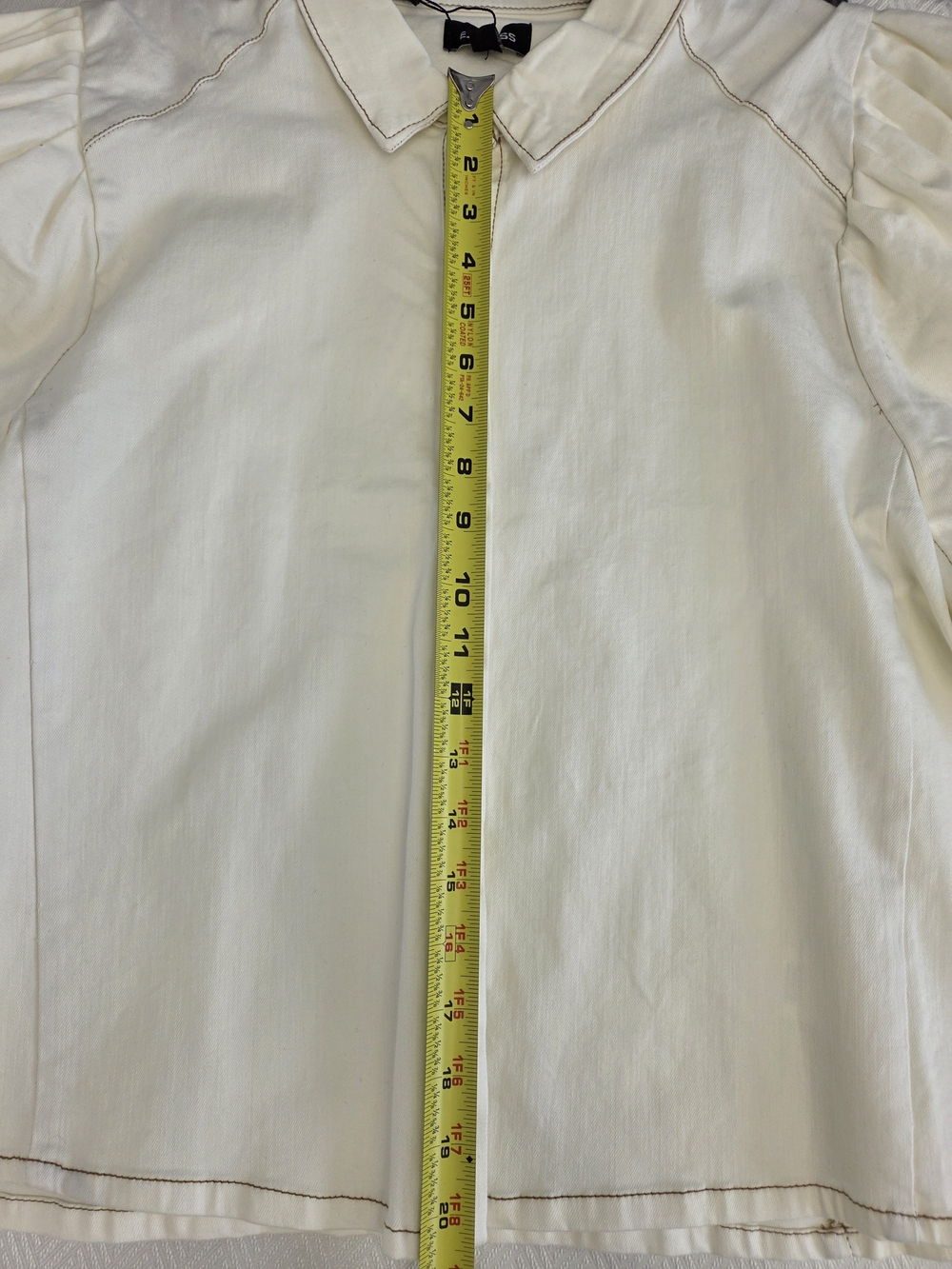 Express Cream Collared Jacket with Contrast Topstitch